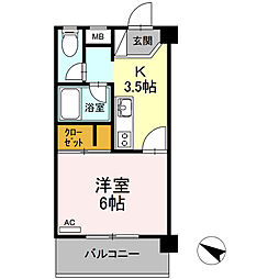 ROSE HOUSE 4階1Kの間取り