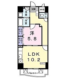 プラシードY's 1LDKの間取図画像