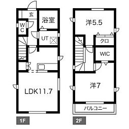 パストラル 1階2LDKの間取り