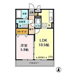 グレースヒルズ　I・II 1階1LDKの間取り