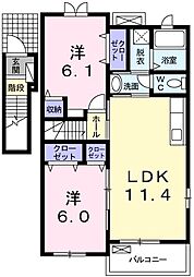 フォルシュ　アッカ 2階2LDKの間取り