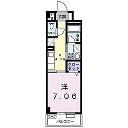 インテレクト 1Kの間取図画像