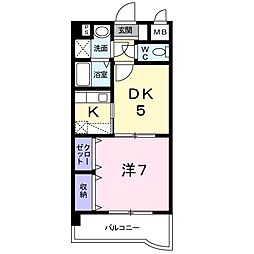 グランドコラム 2階1DKの間取り