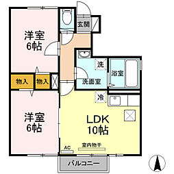 メゾン・ローズマリーB 2LDKの間取図画像
