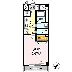 プレストンズ新栄 6階1Kの間取り