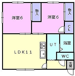 すずらんB 2LDKの間取図画像