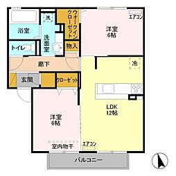 パンセ 2LDKの間取図画像