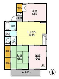 プレジール宮小路　C棟 2階3LDKの間取り