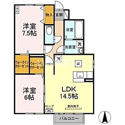 カーサクイントA 2LDKの間取図画像