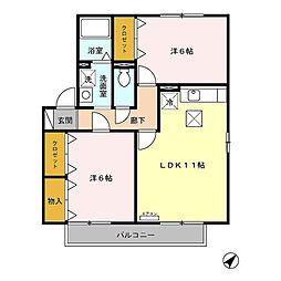 サンヴィラージュ　Ｄ 1階2LDKの間取り