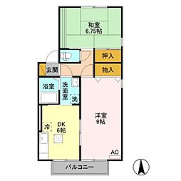 グレイス・ランド　Ａ 1階2DKの間取り