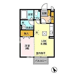 JR常磐線 土浦駅 徒歩8分の賃貸アパート 1階1LDKの間取り