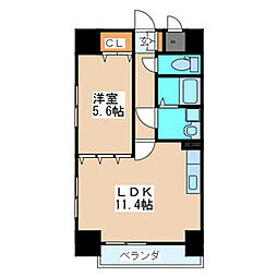 県庁前レジデンス 9階1LDKの間取り