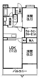 グランドール 2LDKの間取図画像