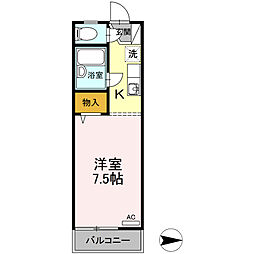 コーポエルム 1階ワンルームの間取り