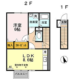 ル・ソレイユ 1LDKの間取図画像