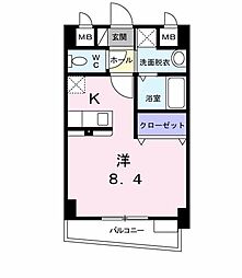 ソレシア・グランデ錦ヶ丘 1階ワンルームの間取り