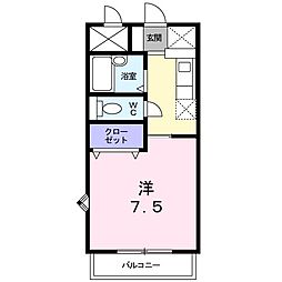 ブルースカイ鴻川 1Kの間取図画像