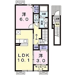ルシェリアコリーナ 2LDKの間取図画像