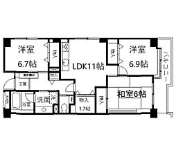 レジデンス岸和田 3SLDKの間取図画像