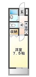 ベル牛久保 1階1Kの間取り