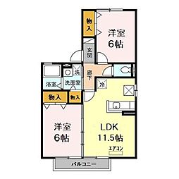 ベルコート　ＡＢＣＤ 1階2LDKの間取り