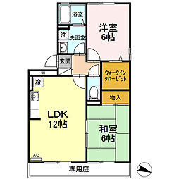 ラフィネ安芸　弐番館 1階2LDKの間取り