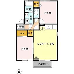 コアロードS3 2LDKの間取図画像