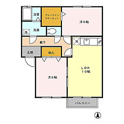 ボンセジュール　Ｂ 2階2LDKの間取り