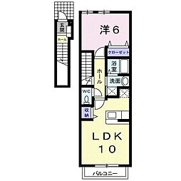 ツインアヴァンティーB 1LDKの間取図画像