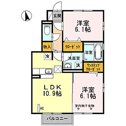 パインメイプル3 2LDKの間取図画像