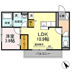 コンフォータブルＴＪ 2階1LDKの間取り