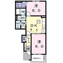 シエロ・イリーデ 2DKの間取図画像