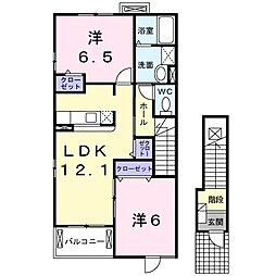 ミミヤヒルA 2LDKの間取図画像