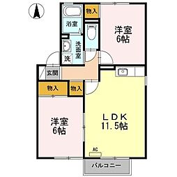 清賜知　二号館 1階2LDKの間取り