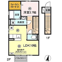 セレネティーB棟 1LDKの間取図画像