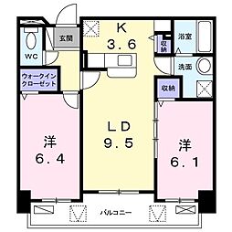 ミカーレ・トーゲン 2LDKの間取図画像