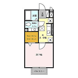セピアコート本町 1階1Kの間取り