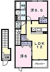 ピアッツァプリートA 2LDKの間取図画像