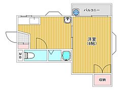 シャルム城南 1DKの間取図画像