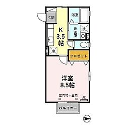 サンガ 1Kの間取図画像