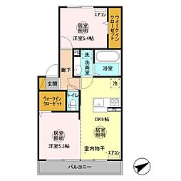 ロイジェントパークス小美玉 Ａ棟 3階2DKの間取り