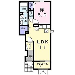 カーサ中央2 1LDKの間取図画像