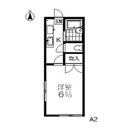 ビレッジ柏木 2階1Kの間取り