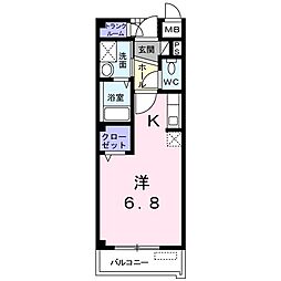 エンピエッサ東大和 3階ワンルームの間取り