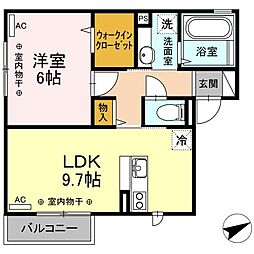 シャローム中ノ橋 1LDKの間取図画像