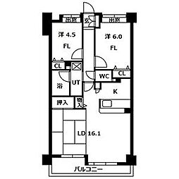 ダイアパレス台原ステーションパーク 3階2LDKの間取り