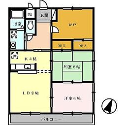 JR可部線 梅林駅 徒歩3分の賃貸マンション 1階2LDKの間取り