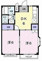 ピースフルハイツ 2DKの間取図画像