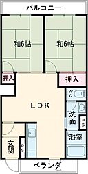 東ハイム 4階2LDKの間取り